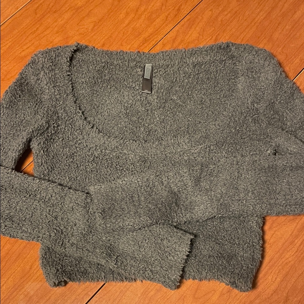 SKIMS Charcoal Scoop Neck Sweater